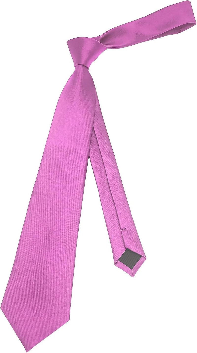 Murong Men's Ties Solid Color Pure Polyester Plain Fine Stripes Necktie Ties For Men - Image 3